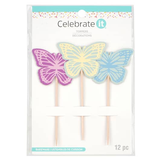 15PCS Butterfly Cake Toppers - Colorful Butterfly Decorations For Birthday Party Cupcakes